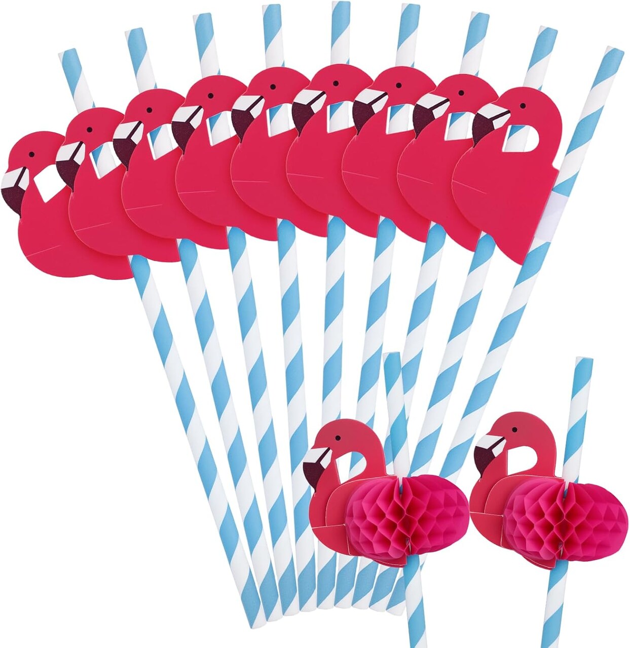 50PCS Flamingo Straws, Flamingo Paper Drinking Straws for Tropical Luau Pool Party Supplies Table Decor Birthday Wedding Tableware Decoration